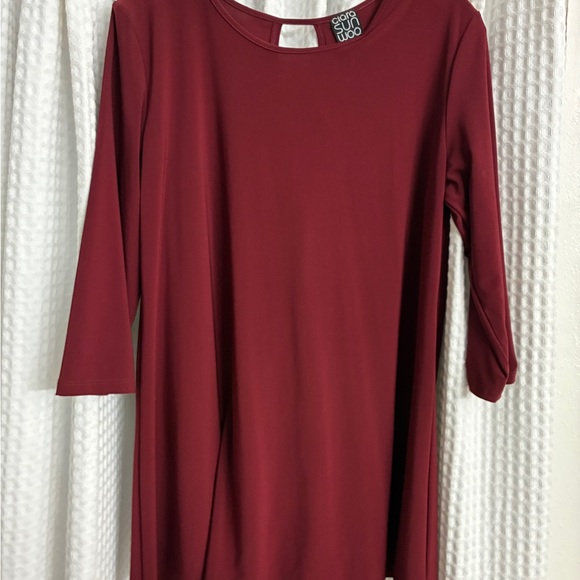 CLARA SUN WOO Burgundy Long Sleeve tunic top - Picture 3 of 5